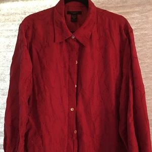 Button Down Silk Blouse Top. Size 1x. Anne Carson